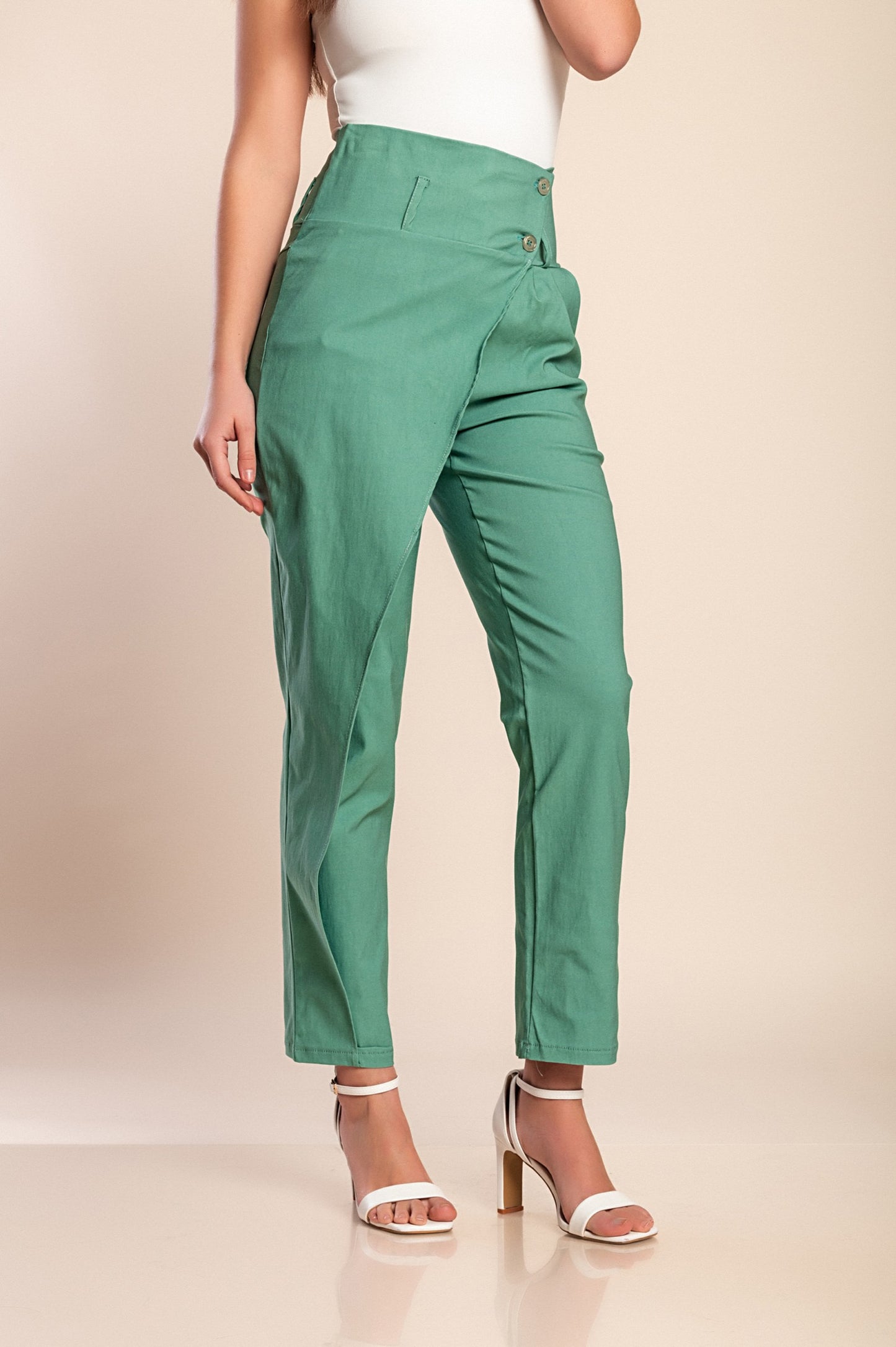 Pantaloni eleganti con volant, neri