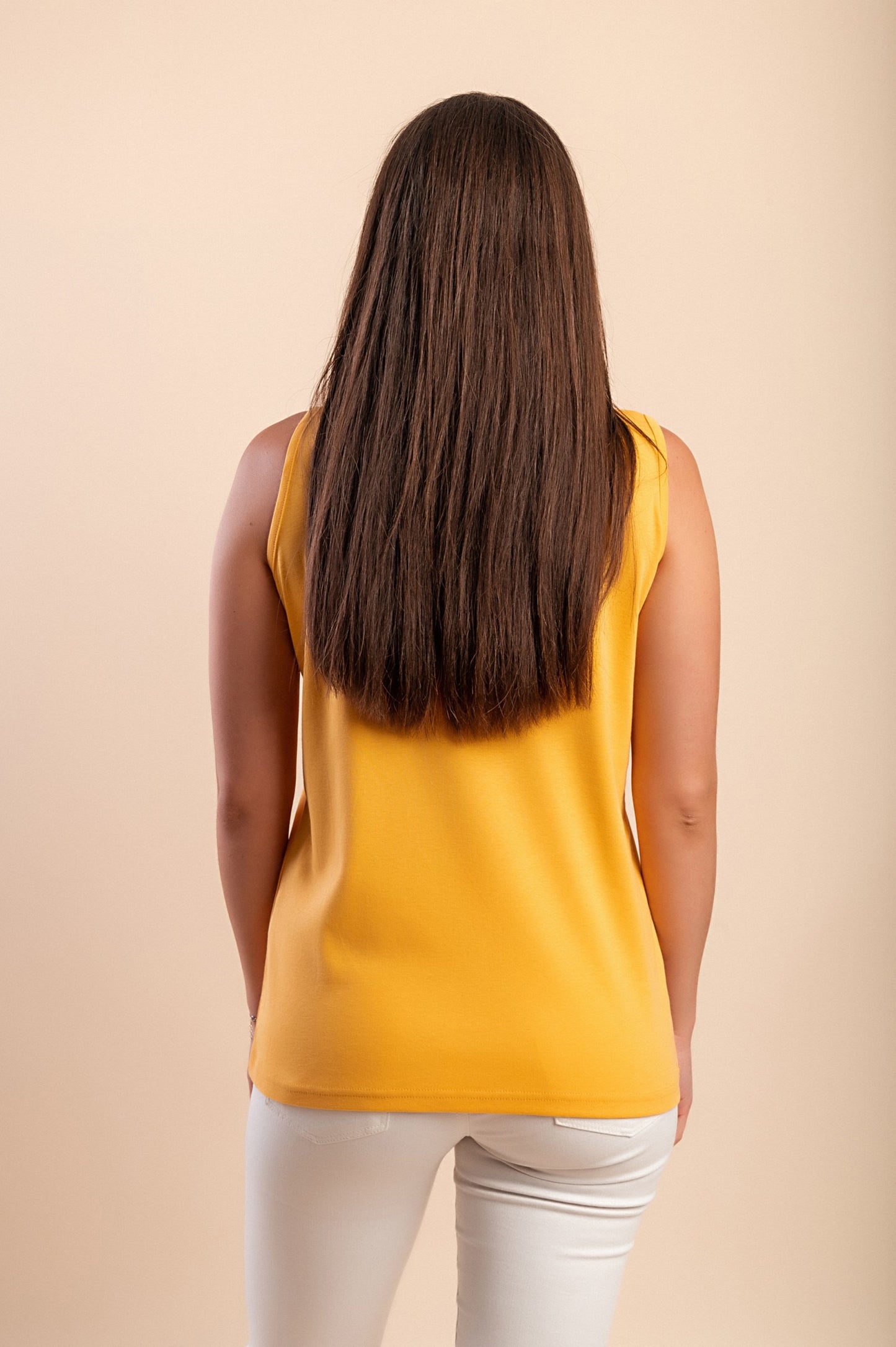 Top senza maniche in cotone, beige