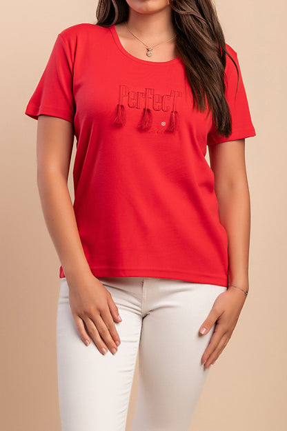 T-shirt in cotone con nappe, bianca