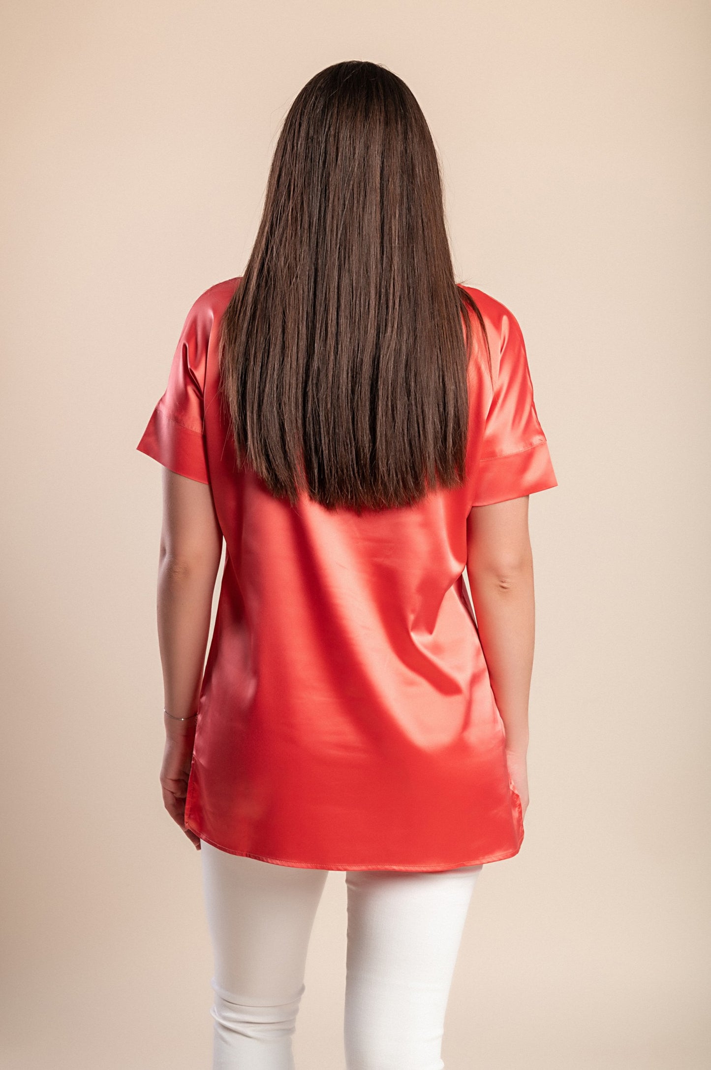 Maglia a maniche corte, corallo