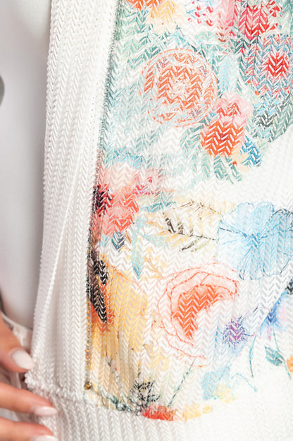 Cardigan stampato, bianco