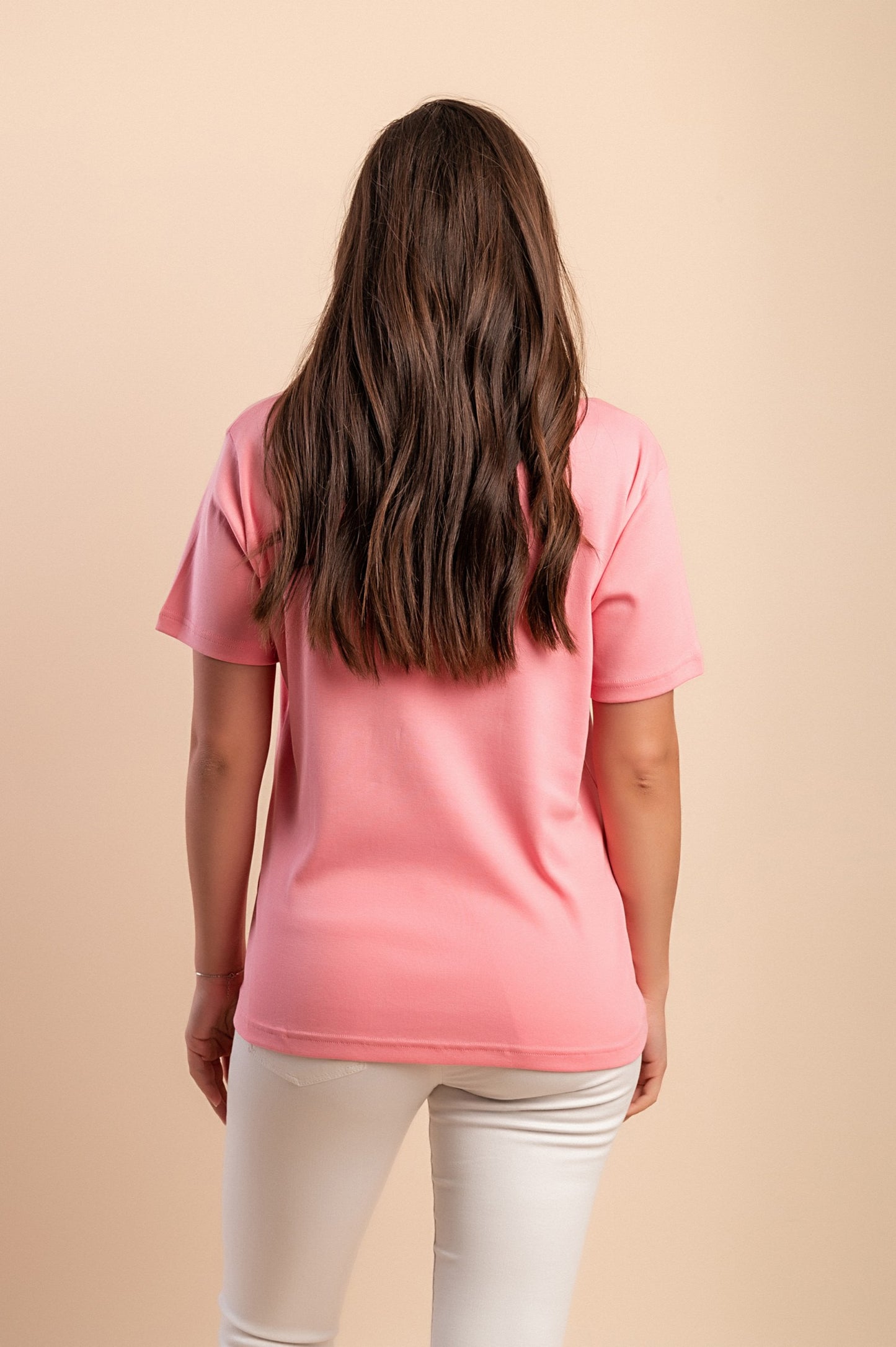 T-shirt in cotone con stampa, rosa