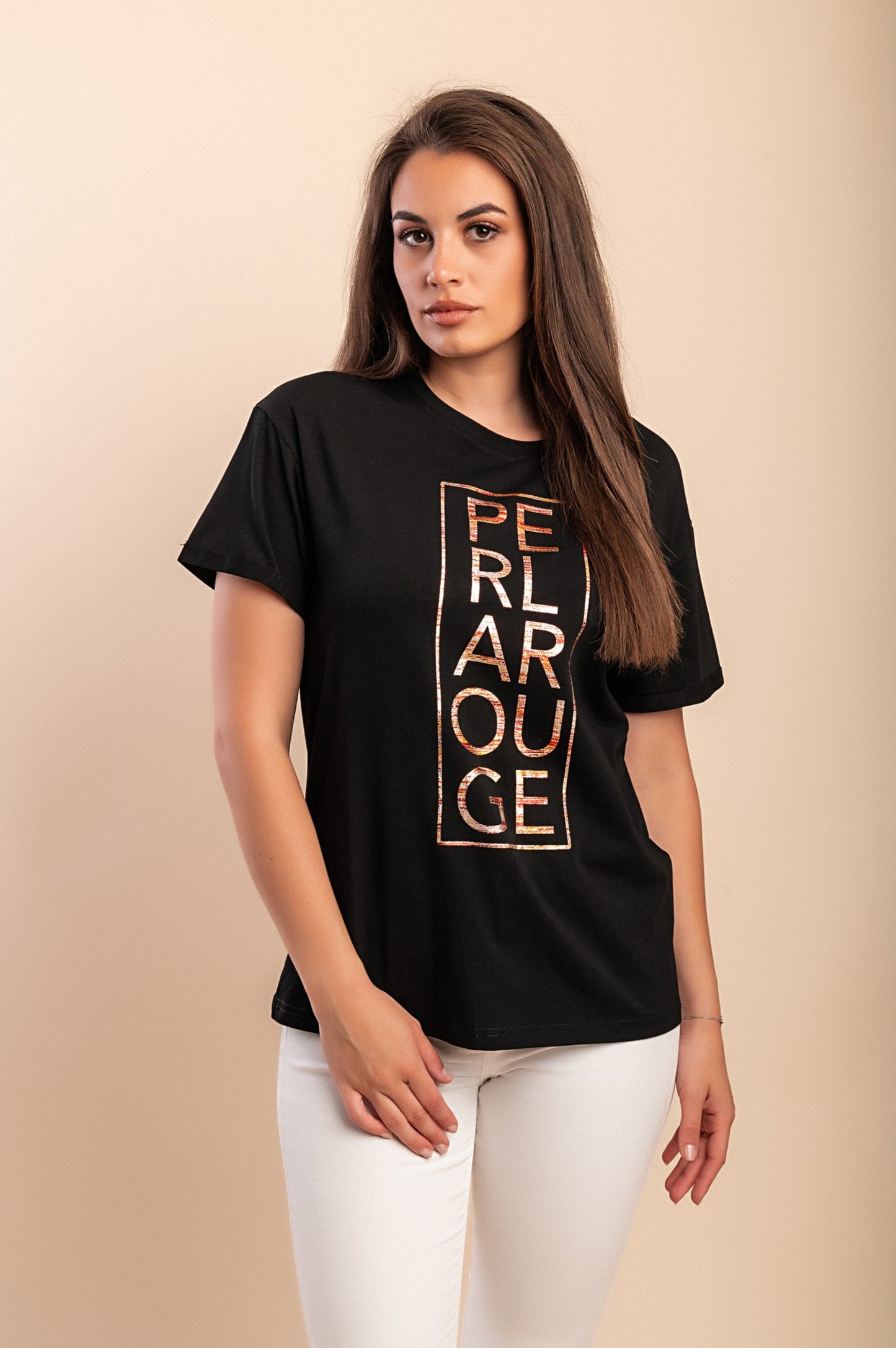 T-shirt in cotone con stampa, nera