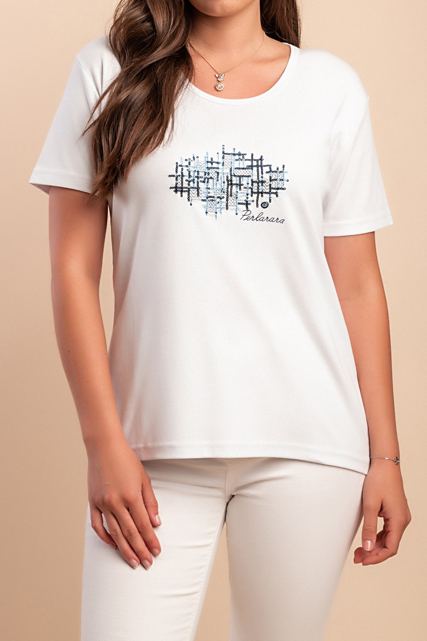 T-shirt in cotone con stampa, bianca