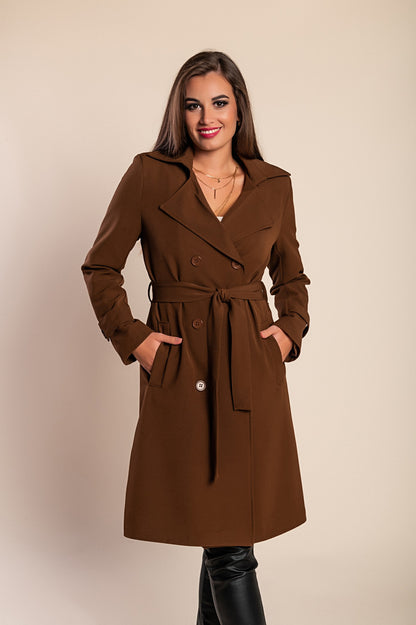 Trench elegante con bottoni, cammello
