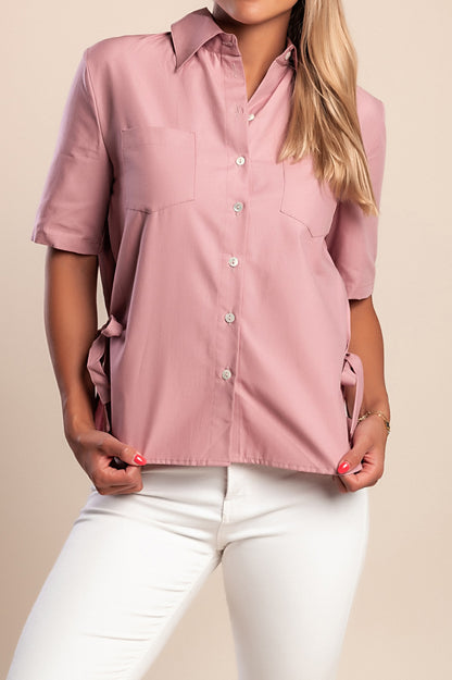 Camicia in cotone con tasche, rosa