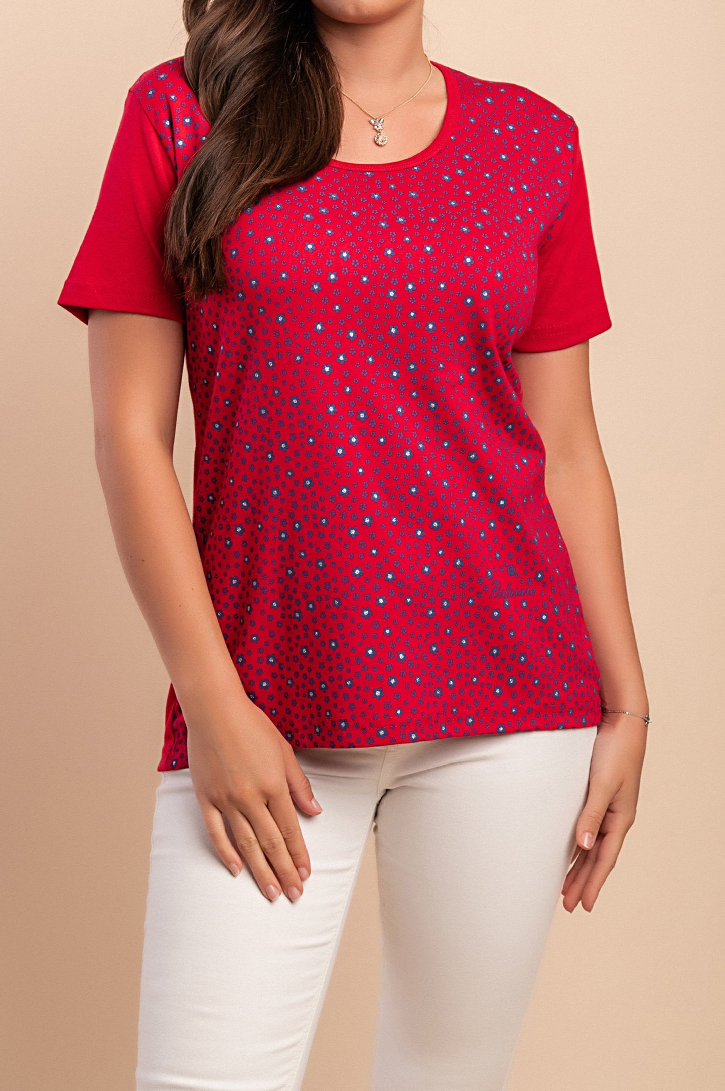 T-shirt in cotone con stampa, rosa chiaro