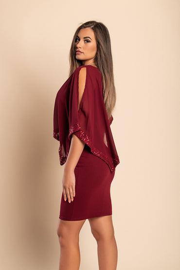 Vestito elegante con mantellina Arlet, bordo