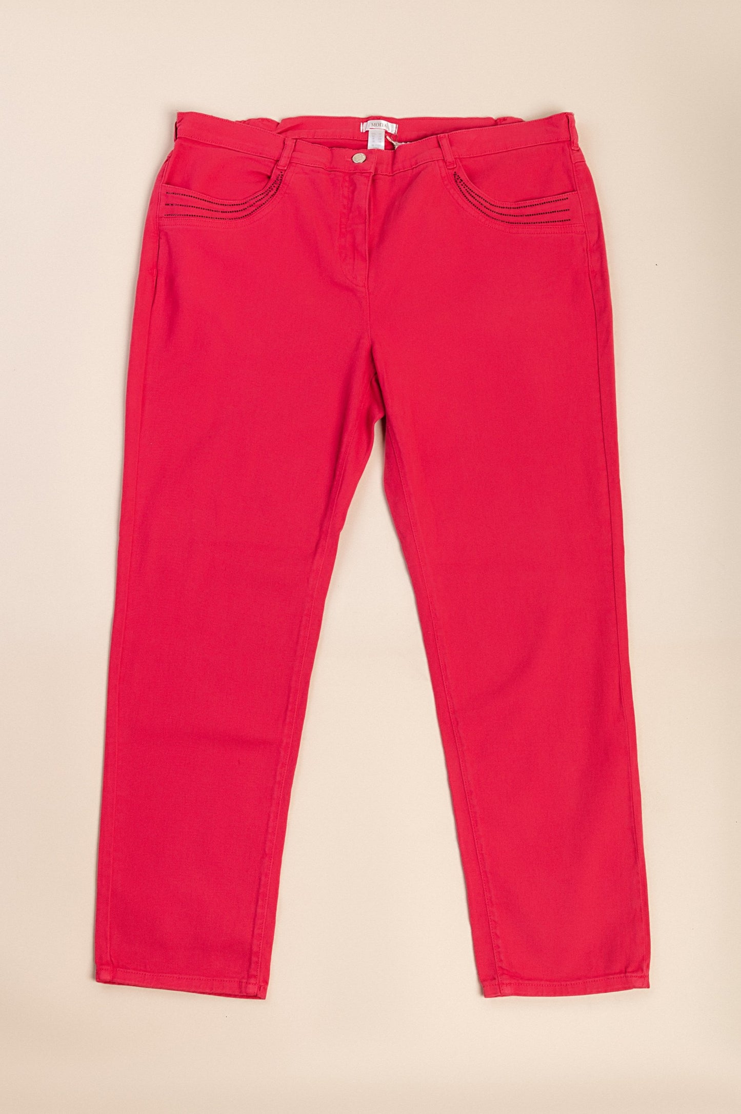 Pantaloni in cotone taglie forti, fucsia