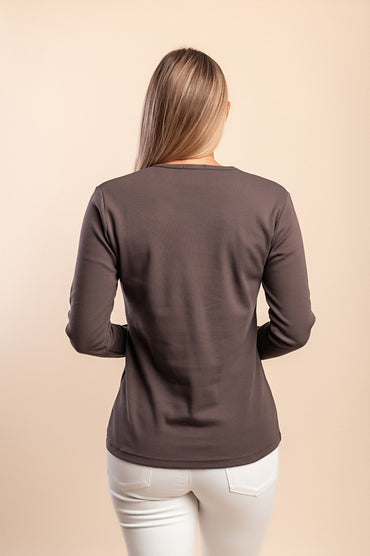 Maglia in cotone a maniche lunghe, marrone