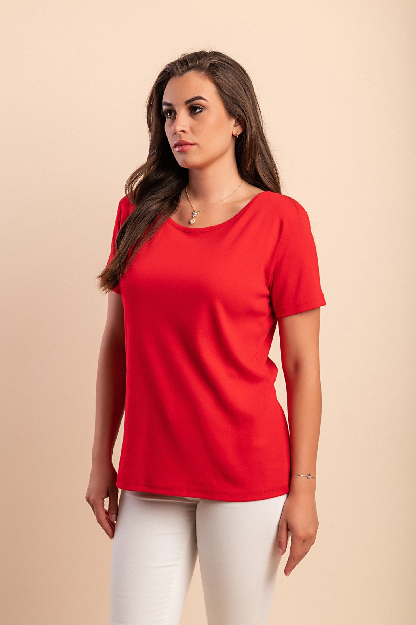 T-shirt a maniche corte in cotone, beige