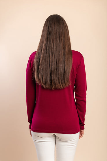 T-shirt a maniche lunghe con stampa, bordeaux