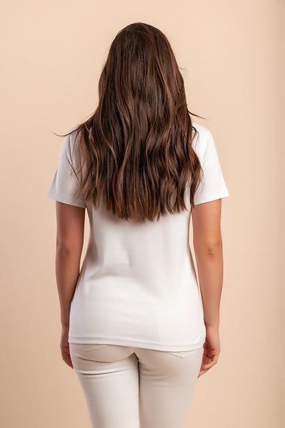 T-shirt in cotone con colletto, viola