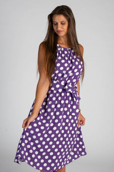 Abito midi con stampa pois Moulisha, lila