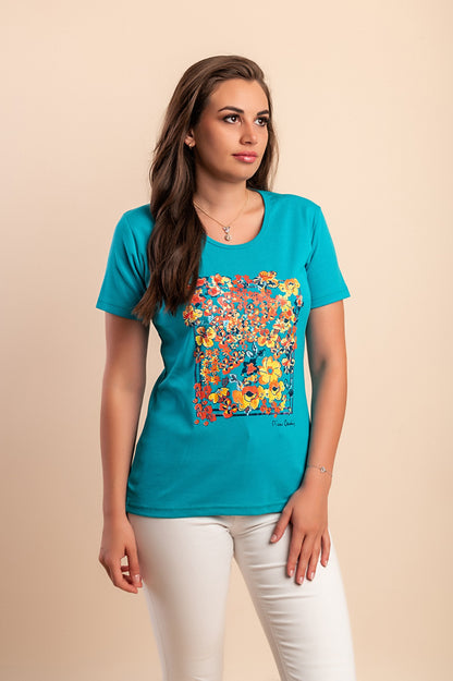 T-shirt in cotone con stampa, nera