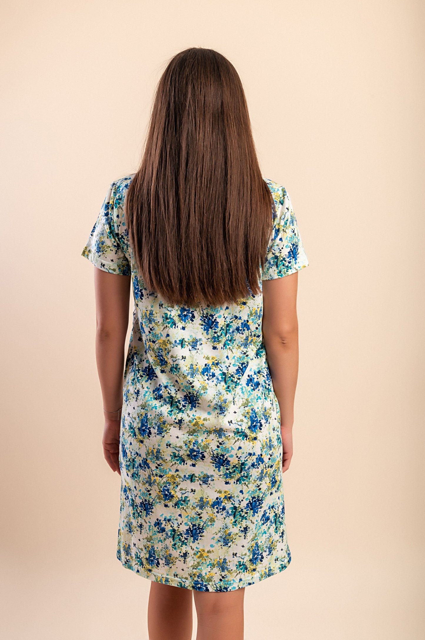 Abito midi con stampa, verde