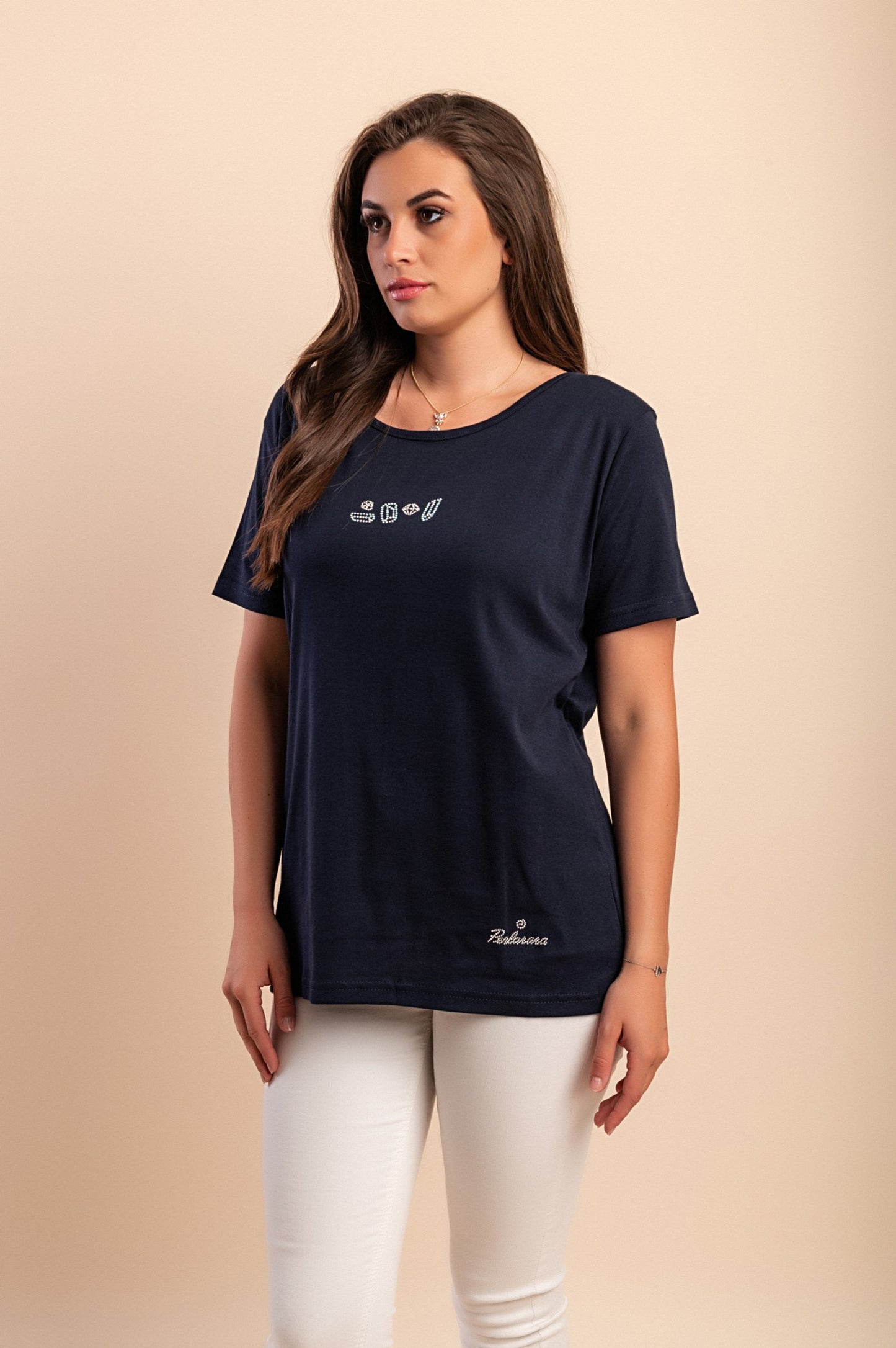 T-shirt in cotone con scollo rotondo, rossa