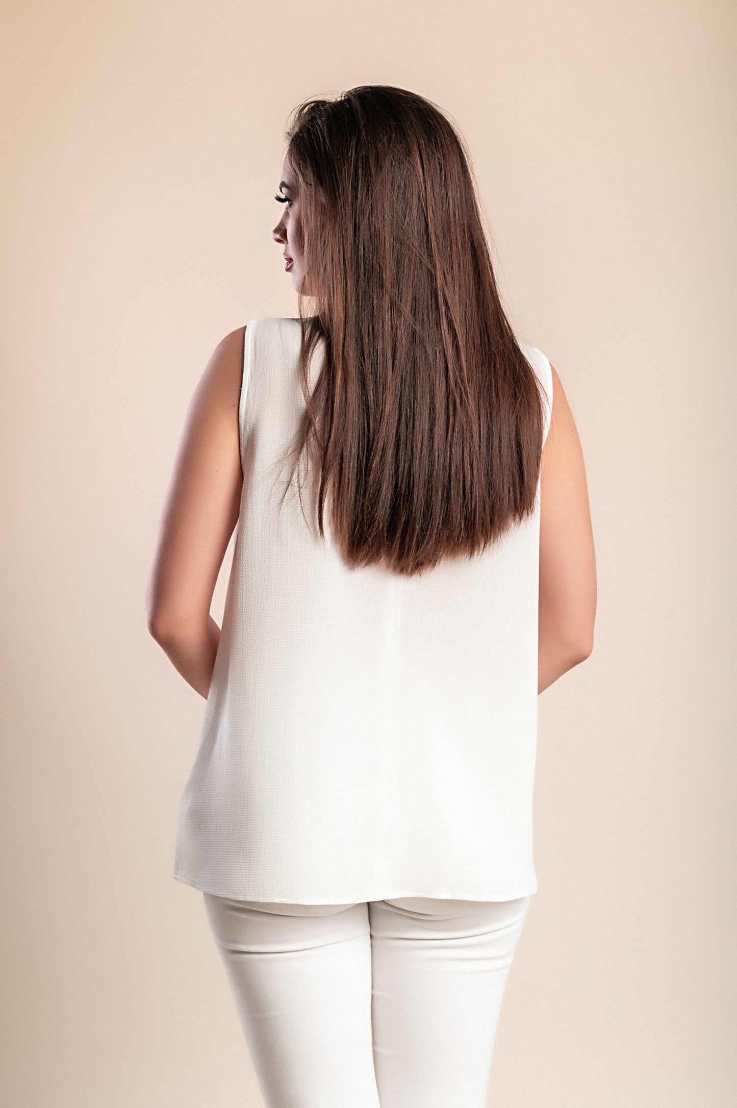 Camicetta senza maniche taglie forti, bianca