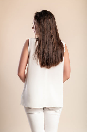 Camicetta senza maniche taglie forti, bianca