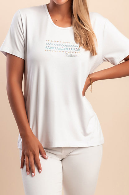 Maglietta girocollo, bianca