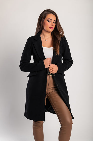 Cappotto elegante con bottoni, nero.