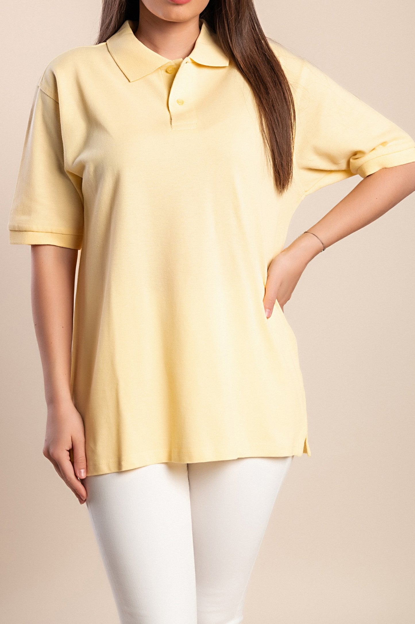 Polo in cotone taglie forti, gialla