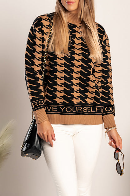 Maglia con fantasia pepita Sanga, marrone-nero