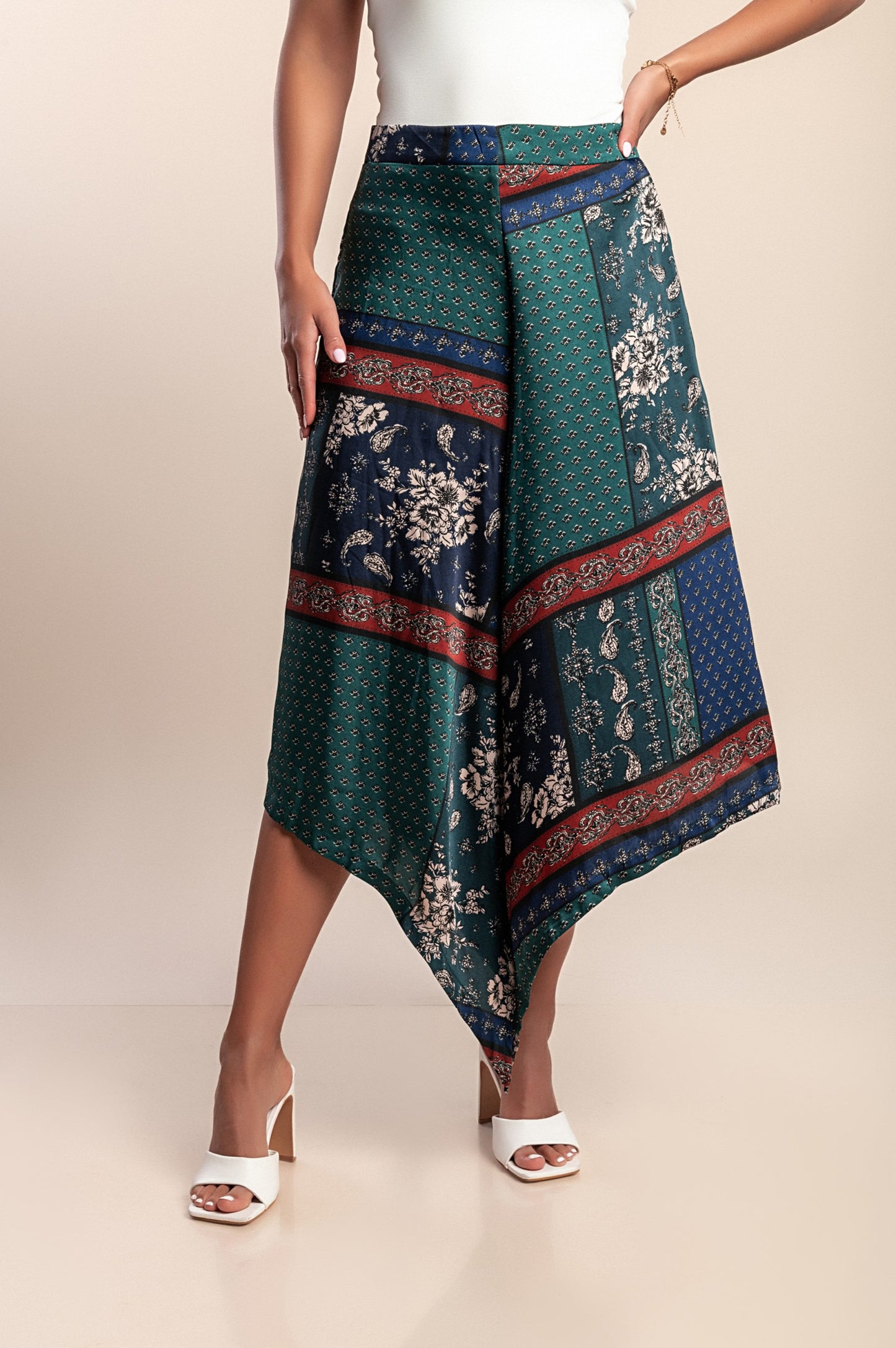 Pantaloni a gamba larga con stampa, blu scuro