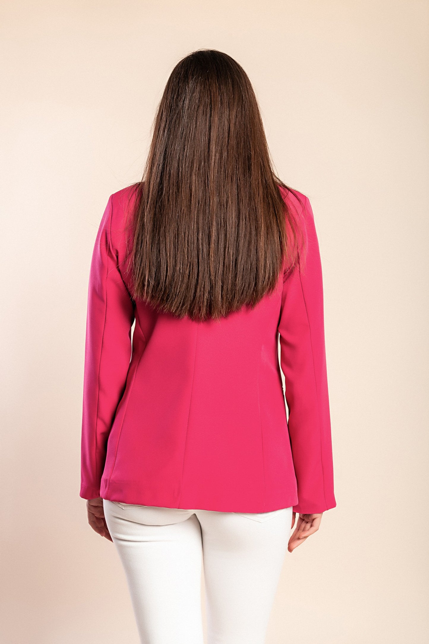 Blazer lungo con collo classico, fucsia