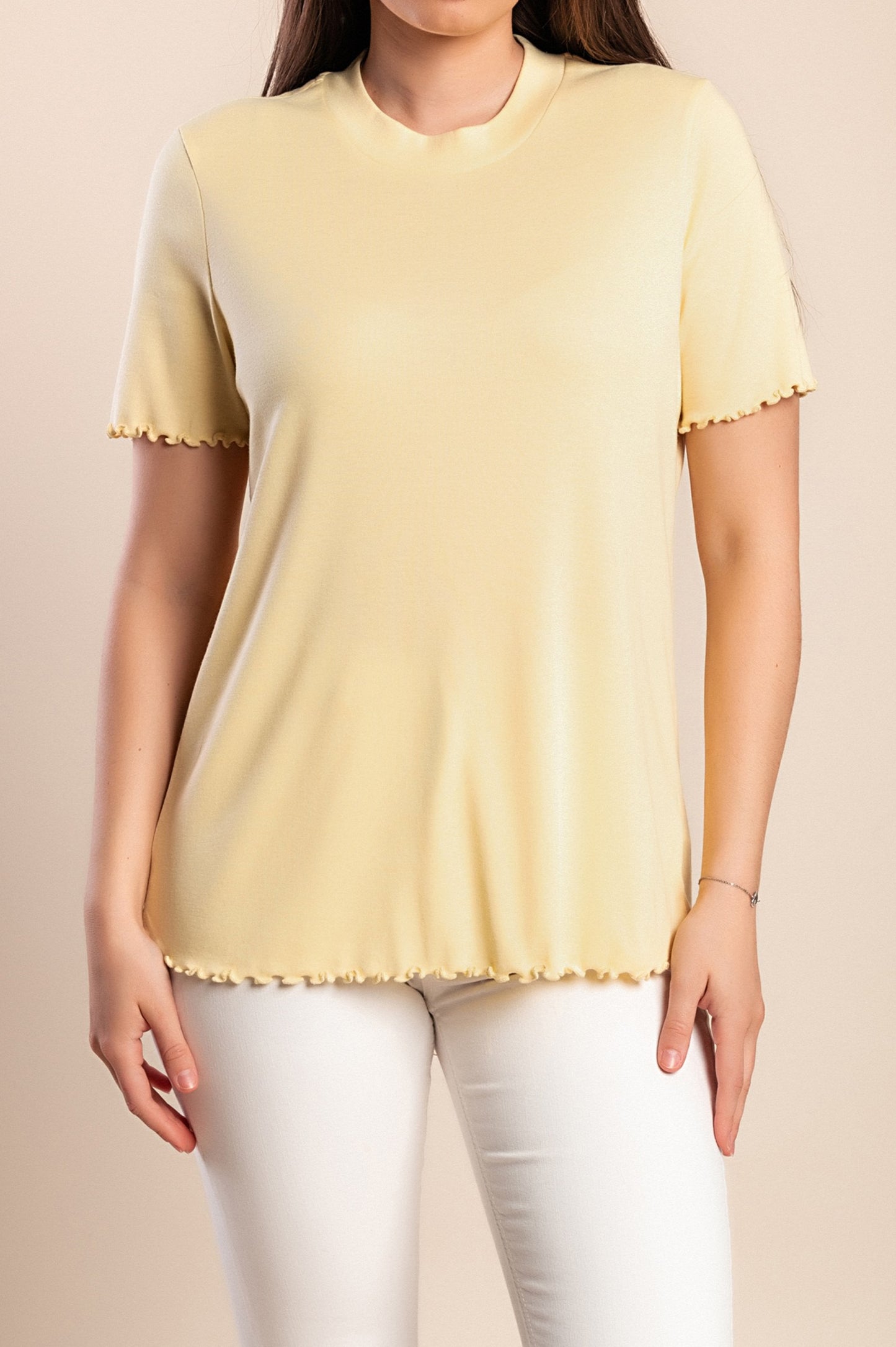 Maglietta girocollo, gialla
