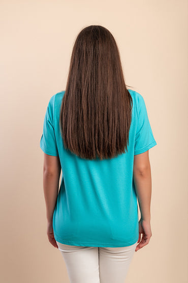 T-shirt in viscosa, turchese