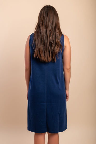 Abito in cotone senza maniche, blu scuro