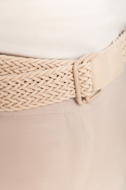 Pantaloni lunghi eleganti con cintura, colore beige