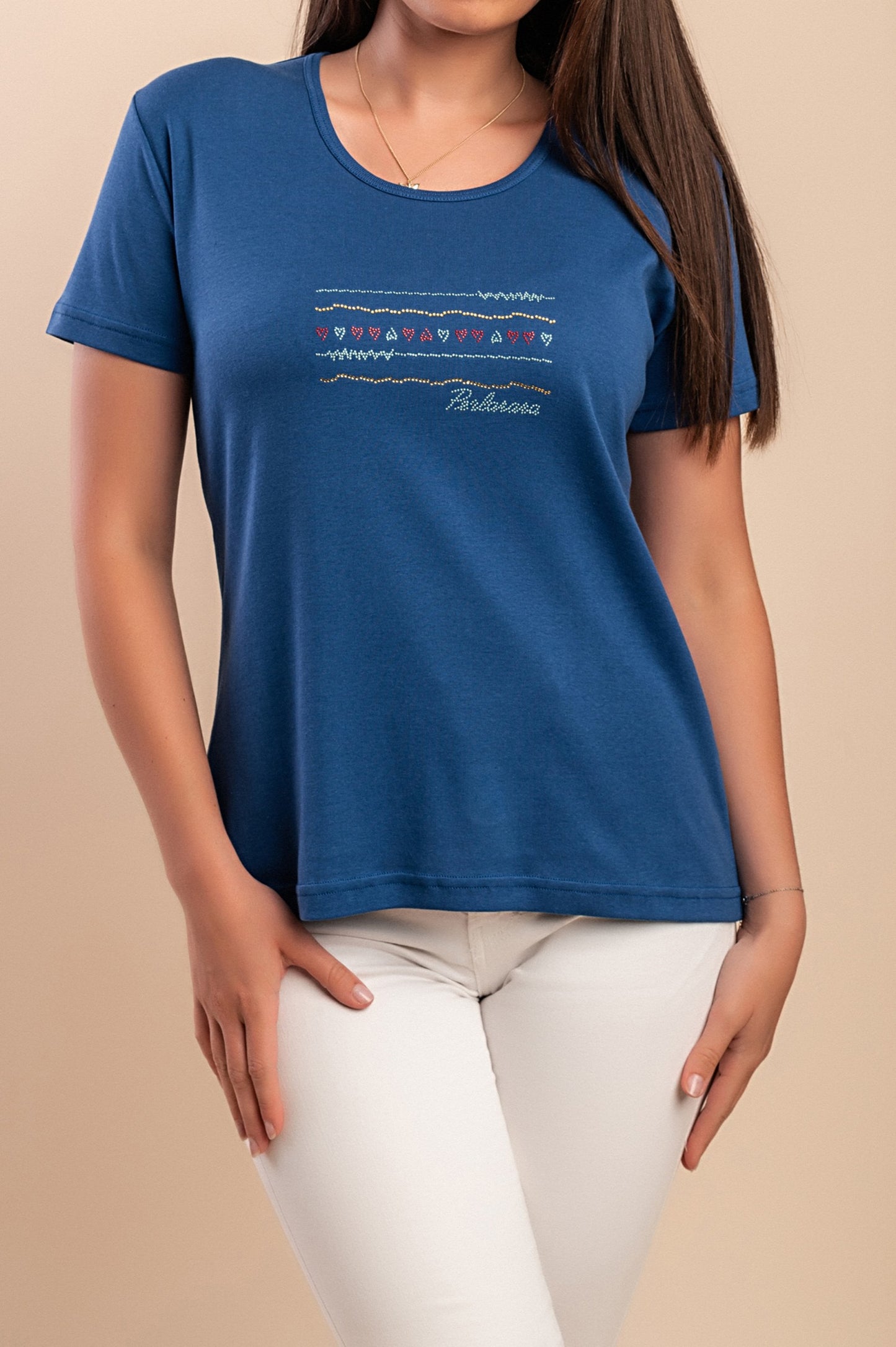 T-shirt in cotone con scollo rotondo, verde