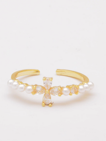 Anello con perle finte, ART569, colore oro