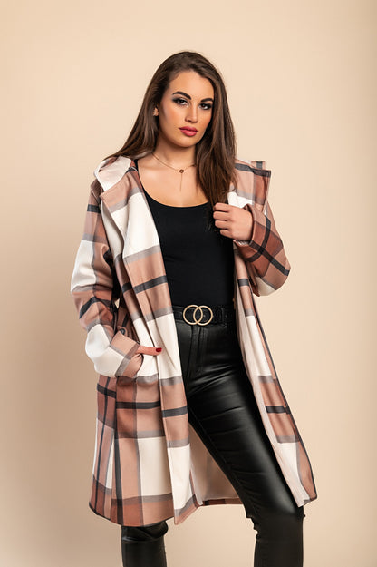 Cappotto a quadri, marrone