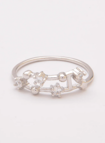 Anello in argento con strass, ART495 - CAPRICORNO, colore argento