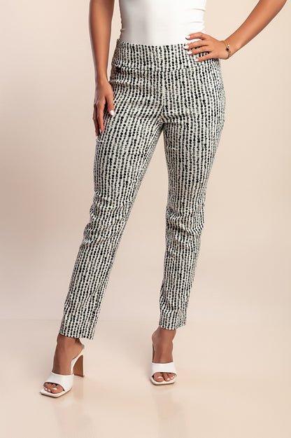 Pantaloni stampati, neri e bianchi