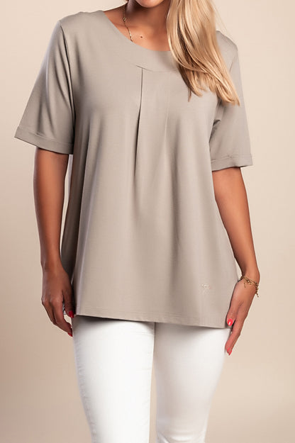T-shirt con scollo rotondo, beige