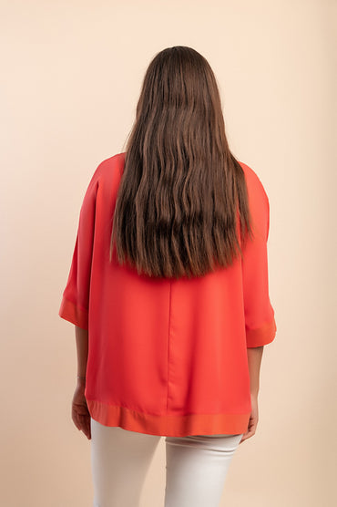 Blusa a manica 3/4, Corallo