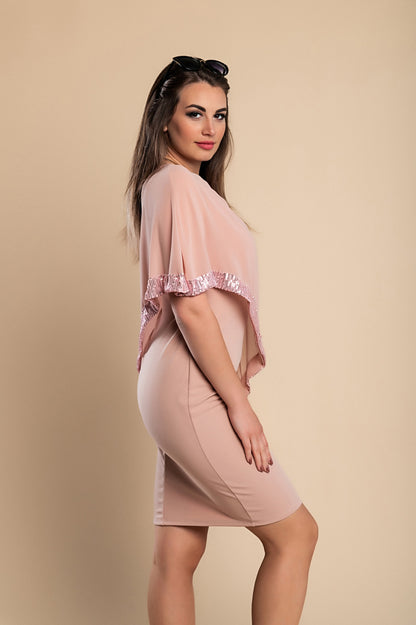 Vestito elegante con mantellina Arlet, bordo