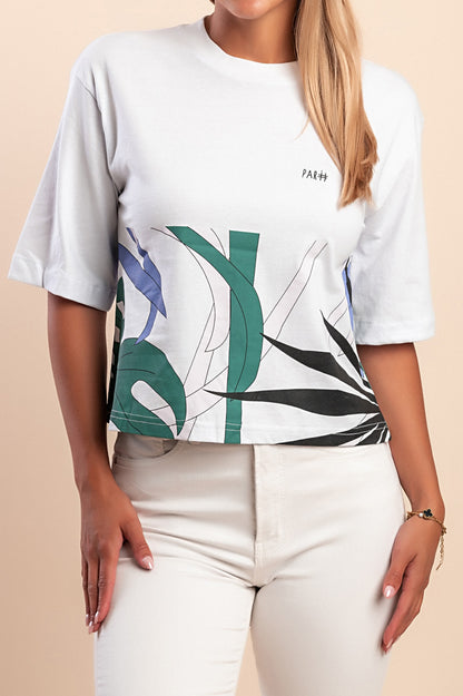 T-shirt in cotone con stampa, bianca