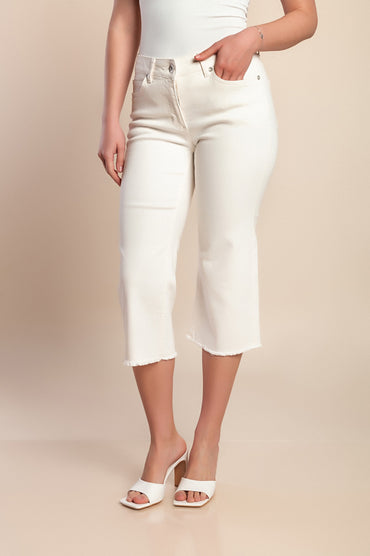 Jeans Capri taglie forti, bianchi