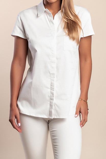 Camicia in cotone a maniche corte, bianca