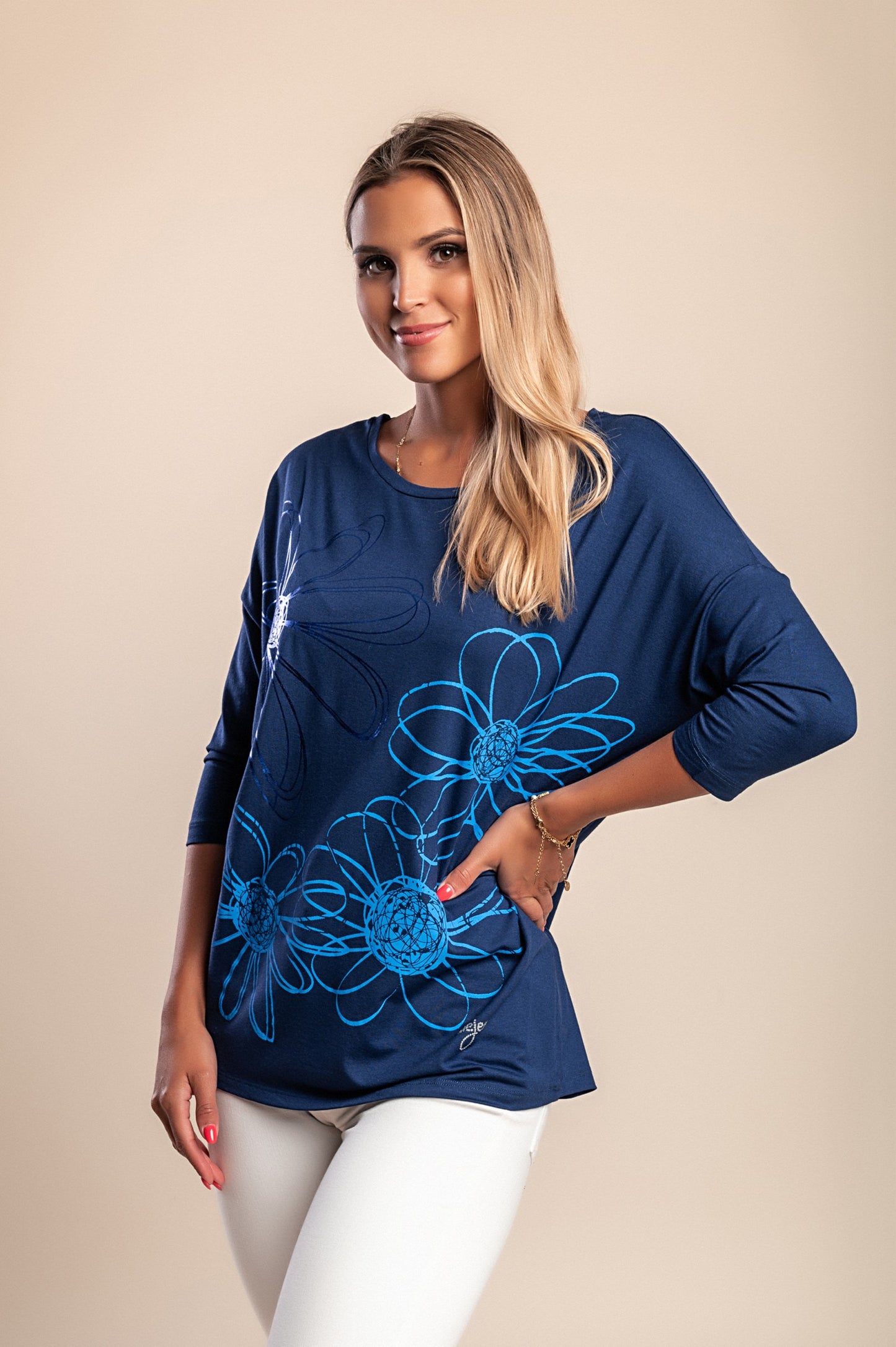 Maglietta a maniche 3/4, bianca