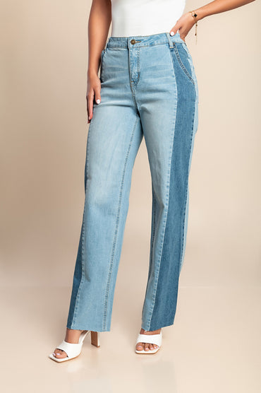Jeans dritti a vita alta, azzurri