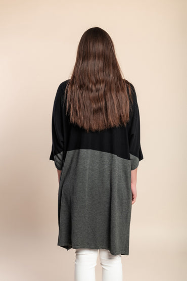 Cardigan con maniche a 3/4, grigio