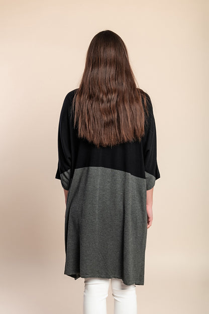 Cardigan con maniche a 3/4, grigio