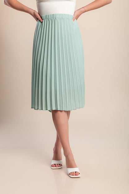 Gonna midi plissettata taglie forti, menta