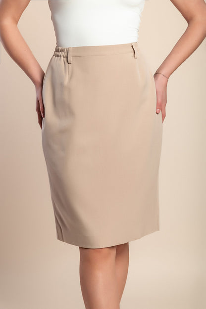 Gonna midi taglie forti, beige